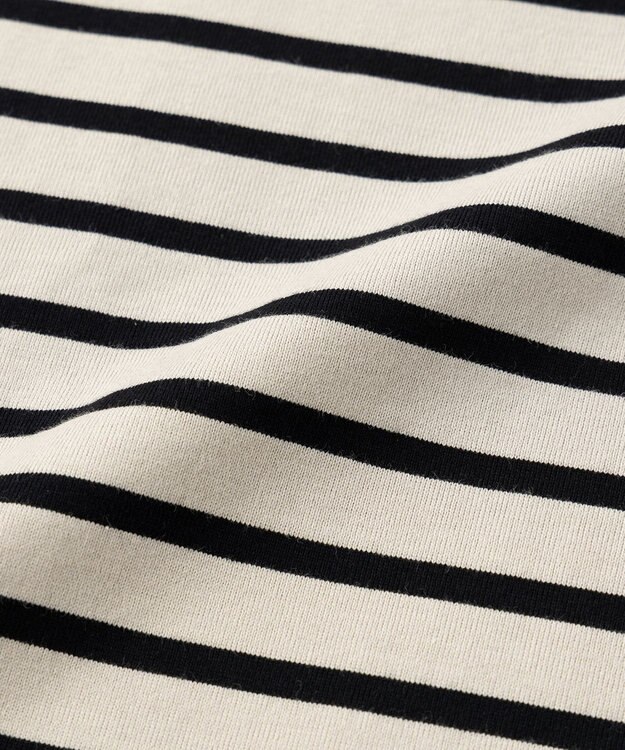 UNFILO 【洗える】ボーダーワイドTシャツ グレージュ×ブラックボーダー