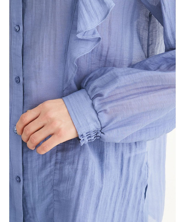 Green Parks フリルブラウス Blue