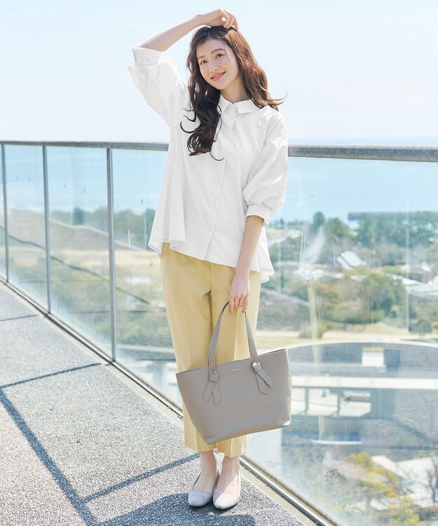 Tiaclasse 綿混ローン袖バルーンブラウス オフ