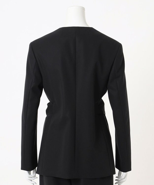 23区 L 【エステータ】コットンダブルクロス ノーカラージャケット ブラック系