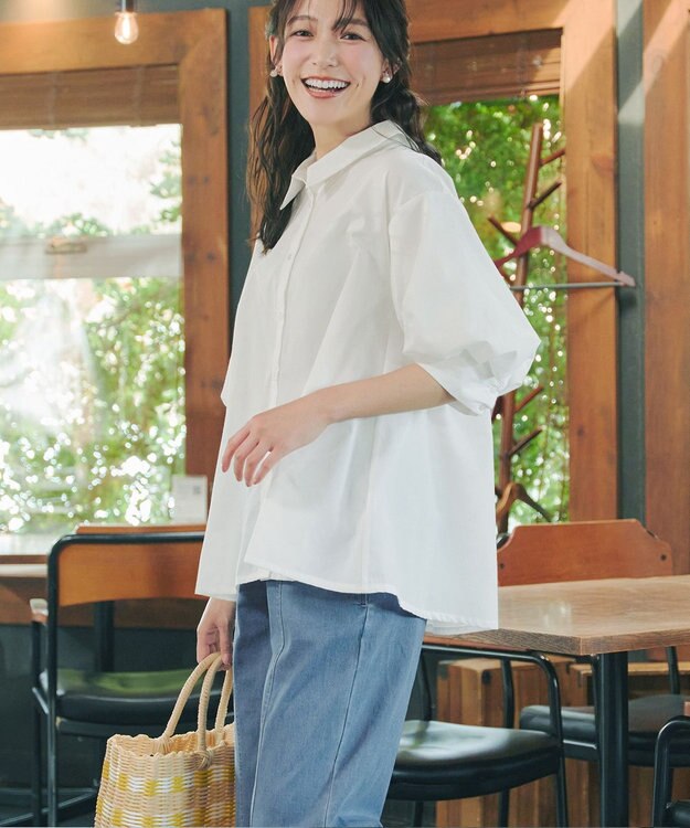 Tiaclasse 綿混ローン袖バルーンブラウス オフ