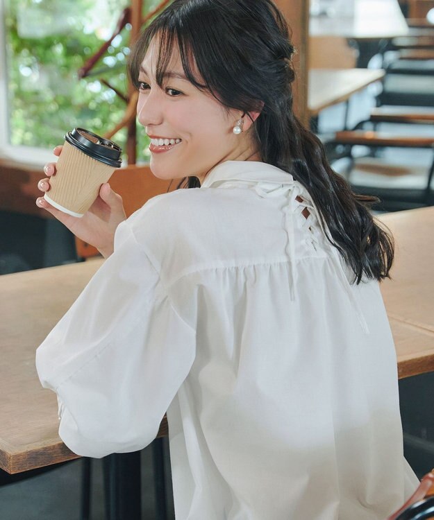 Tiaclasse 綿混ローン袖バルーンブラウス オフ