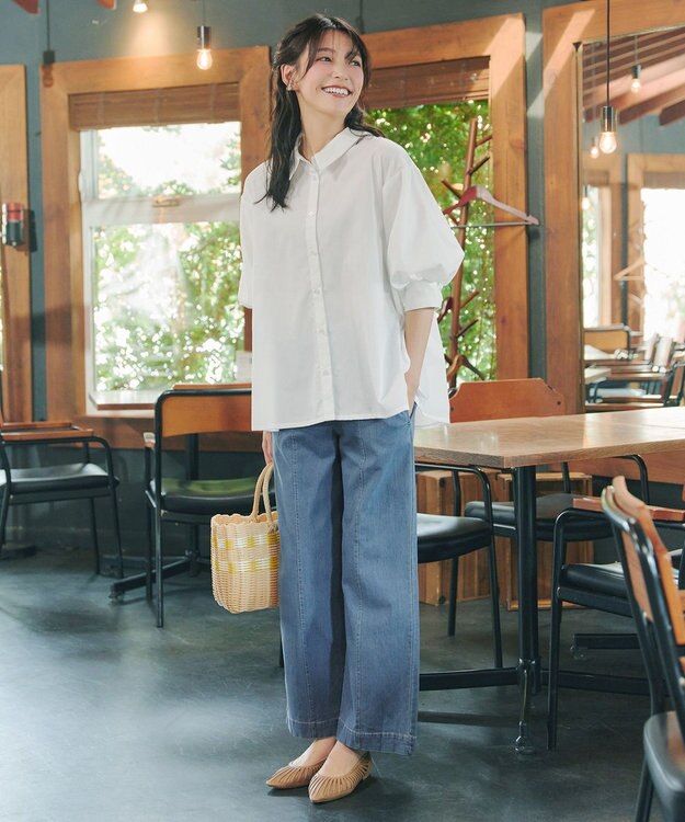 Tiaclasse 綿混ローン袖バルーンブラウス オフ