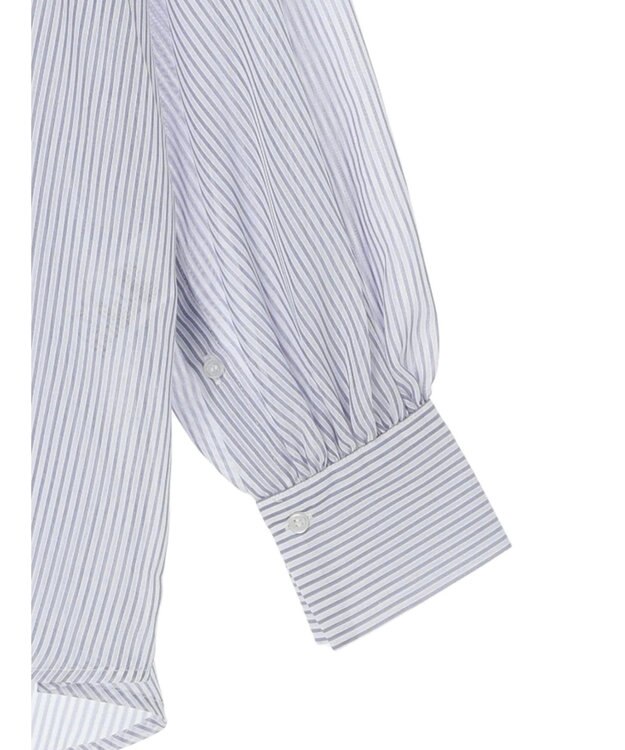 earth music&ecology ワンポイント刺繍ロングシャツ Stripe Navy