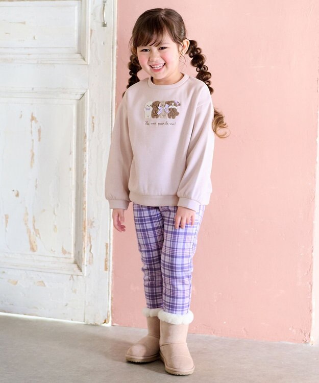 ANY KIDS 裏シャギーアニマルトレーナー ミルクティー（イヌ）