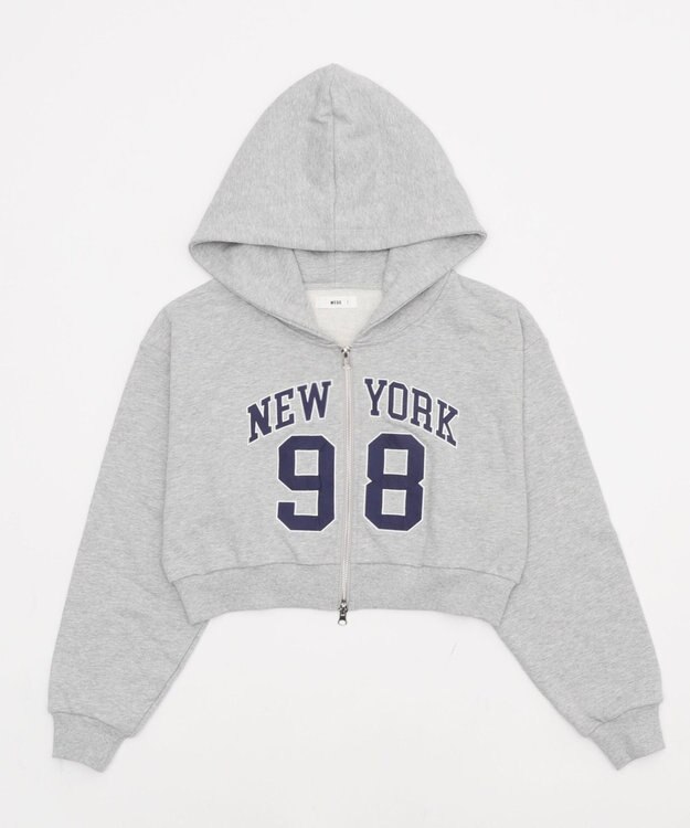 WEGO グラフィックショートZIPパーカー 杢グレー