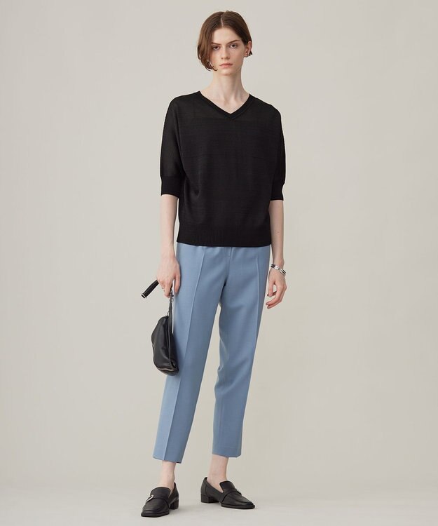 ICB L 【洗える】レーヨンブレンド ドルマンスリーブニット ブラック系