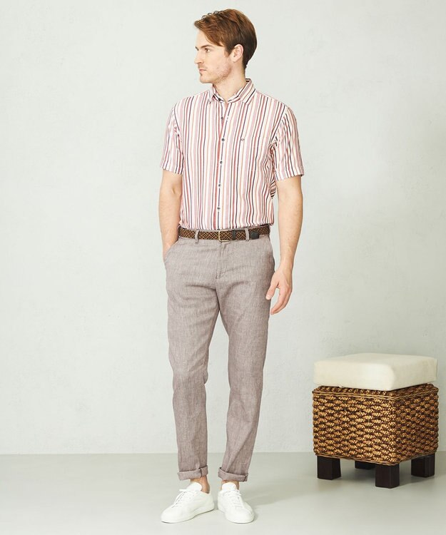 JOSEPH ABBOUD 【ウエストも伸びる/ストレッチ】 リヨセルリネンムーブパンツ ダークブラウン系