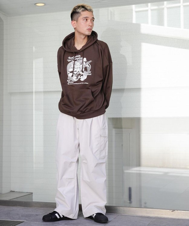 WEGO ヘビーウエイトユニークモチーフプルパーカー ブラウン