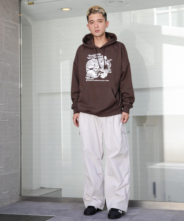 WEGO ヘビーウエイトユニークモチーフプルパーカー ブラウン