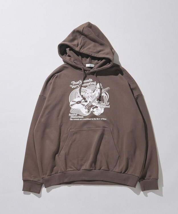 WEGO ヘビーウエイトユニークモチーフプルパーカー ブラウン