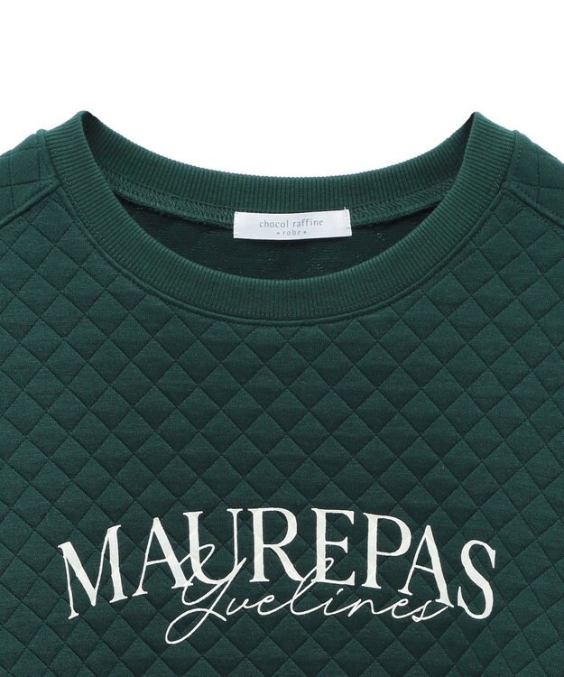 Green Parks ショート丈キルトロゴプルオーバー Green