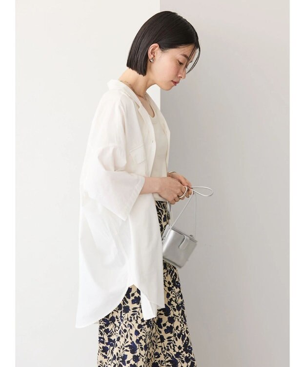 AMERICAN HOLIC 接触冷感＋ＵＶカットＷポケットＢＩＧシャツチュニック Off White