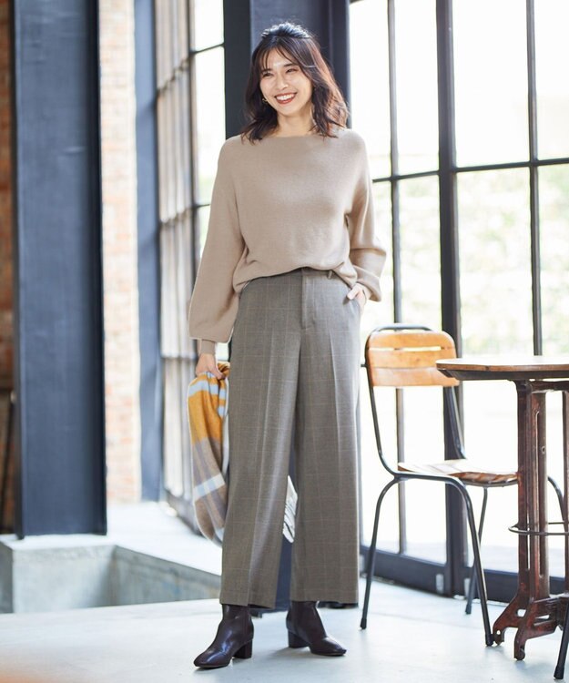 ANY 【洗える】カシミヤブレンドガーターニット モカ