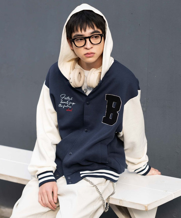 WEGO 【ユニセックス着用ITEM】スウェットフードスタジャン ネイビー