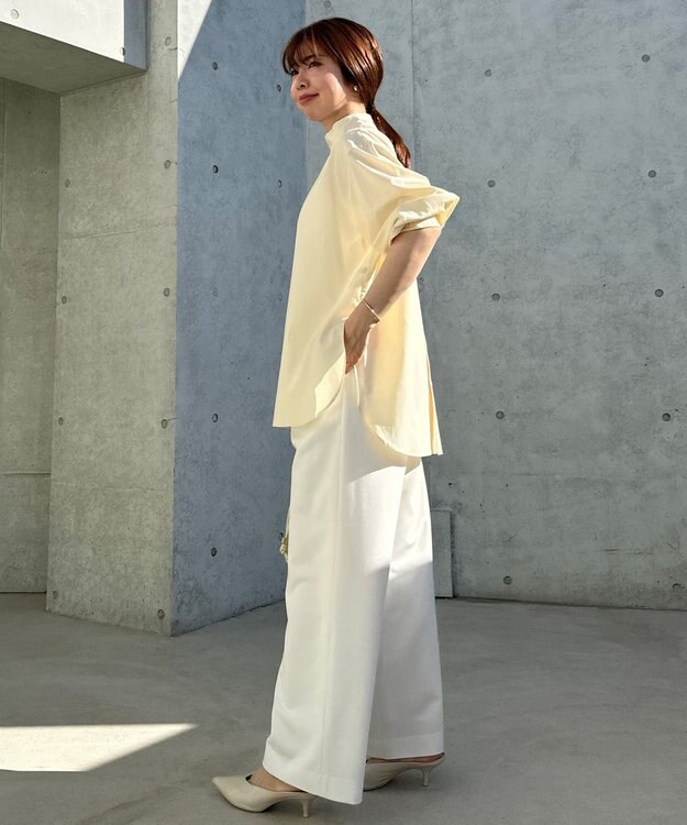 UNFILO ハイネックブラウス バターイエロー