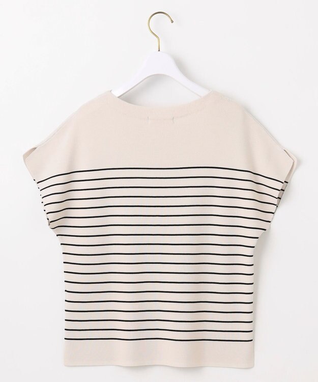 ANY SIS 【接触冷感・UVカット・洗える】ビューティクール フレンチ ニットＴ ライトベージュ×ブラック