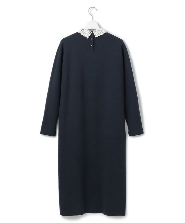 23区 S 【洗える】ヴィスコースストレッチ エンブロイダリー ワンピース ネイビー系