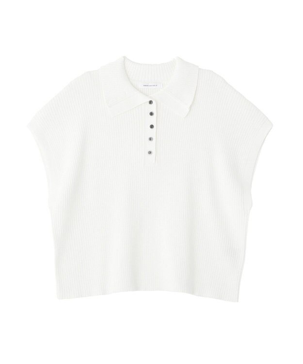 AMERICAN HOLIC フレンチスリーブリブニットポロ Off White