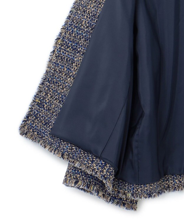 23区 GIOLICA ノーカラー ツイード ジャケット ブルー×ベージュ