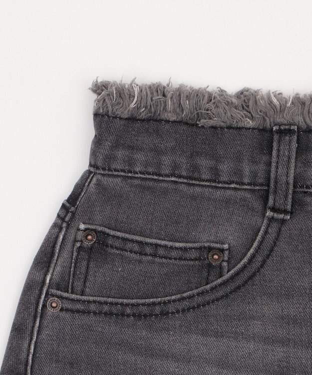 WEGO フリンジロングスリットデニムスカート デニムブラックソノタ