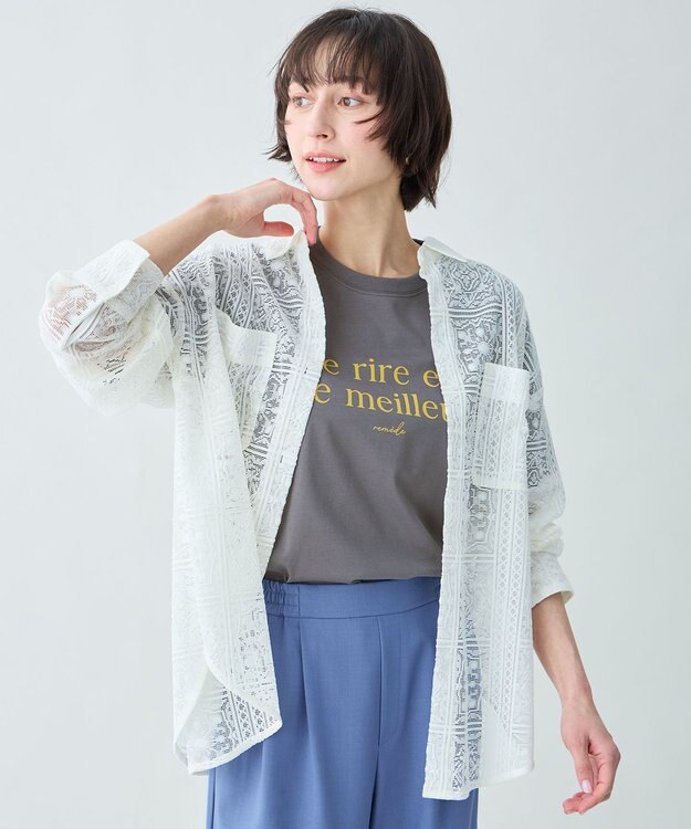 ANY L レースオーバーシャツ エクリュ