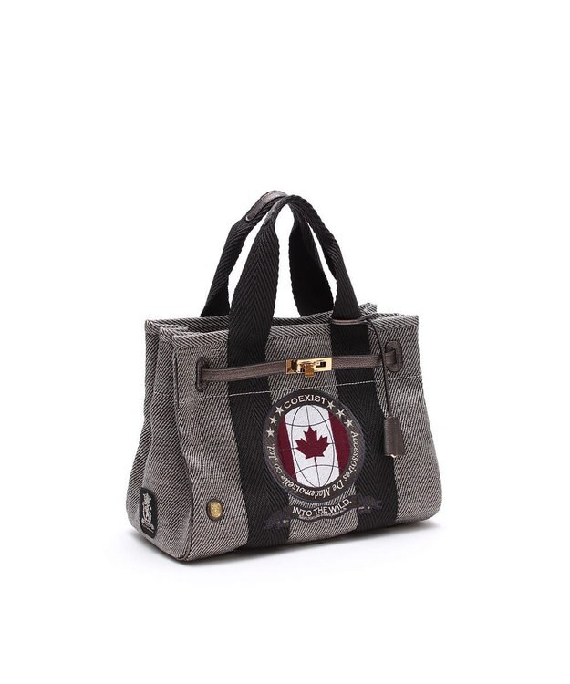 A.D.M.J. リネンラメクロス/前金具付トート32cm(Dカン＋) BLACK