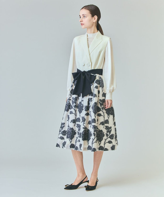 GRACE CONTINENTAL フラワージャガードテーラードレス キナリ