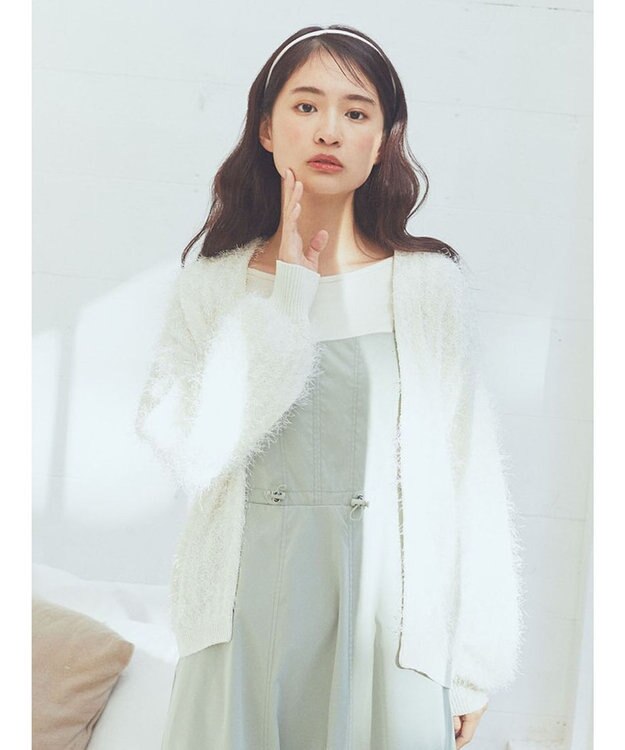 earth music&ecology ふさふさショートカーディガン Ivory