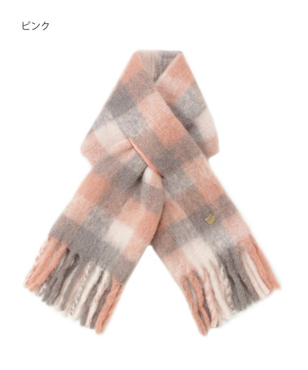 MOONBAT PAUL&JOE ACCESSOIRES(ポール&ジョー) ボリュームマフラー ブロックチェック ピンク