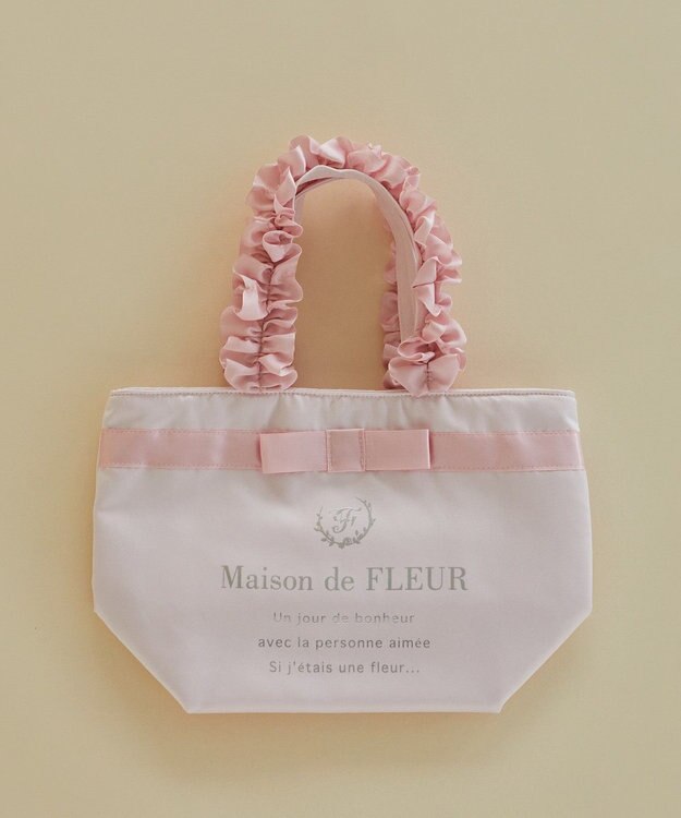 Maison de FLEUR ブランドロゴフリルハンドルトートSバッグ Pink