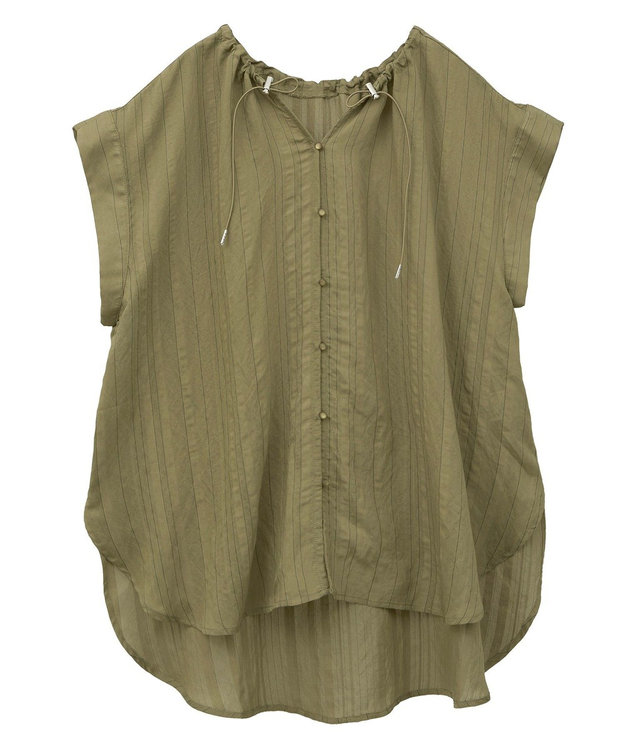 Green Parks ドロストネックフレンチスリーブブラウス Khaki