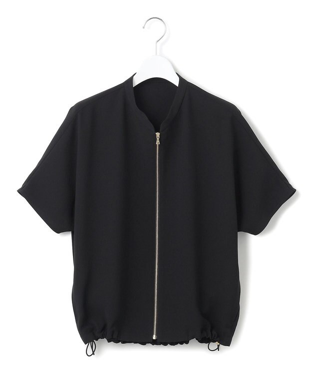 23区 【一部店舗限定/吸水速乾/UVカット/接触冷感】ストレッチジョーゼット フレンチスリーブ ブルゾン ブラック系