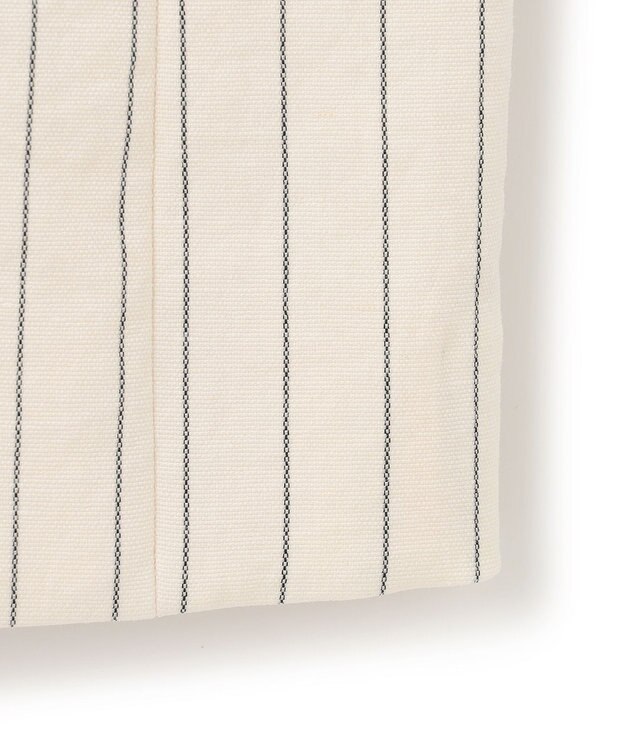 ICB L 【洗える】 LooseWeave ストライプ柄ダブルブレストジャケット オフホワイト×ブラック系