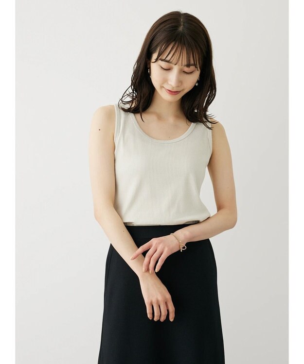 Green Parks カラーテレコタンク Gray Beige