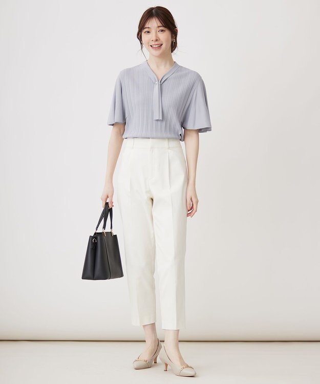 ANY SIS 【UVケア】ボウタイフレアスリーブ ニット ライトブルー