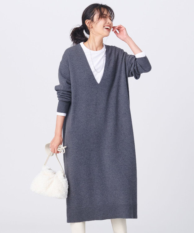 【WEB限定】ウールカシミヤブレンドバルキー Vネック ワンピース / 23区 | ファッション通販 【公式通販】オンワード・クローゼット