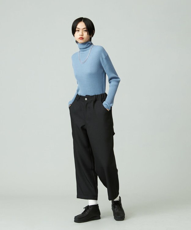 J.PRESS YORK STREET 【WOMEN】ANTI PILLING WOOL リブタートルニット サックスブルー系