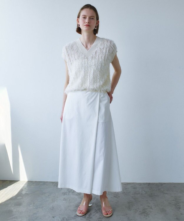 BEIGE， YANN / ラップタック フレアスカート White