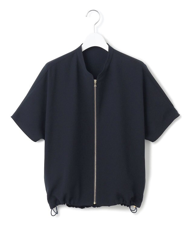 23区 【一部店舗限定/吸水速乾/UVカット/接触冷感】ストレッチジョーゼット フレンチスリーブ ブルゾン ネイビー系