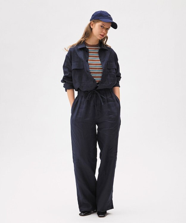 LENO LINEN WORK SHIRTS《UNISEX》リネンワークシャツ NAVY