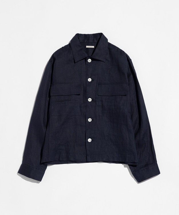 LENO LINEN WORK SHIRTS《UNISEX》リネンワークシャツ NAVY