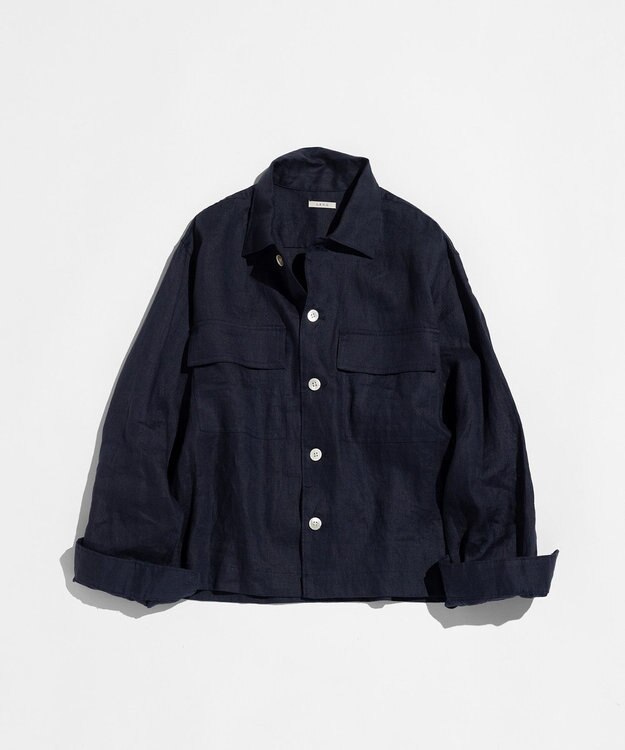 LENO LINEN WORK SHIRTS《UNISEX》リネンワークシャツ NAVY