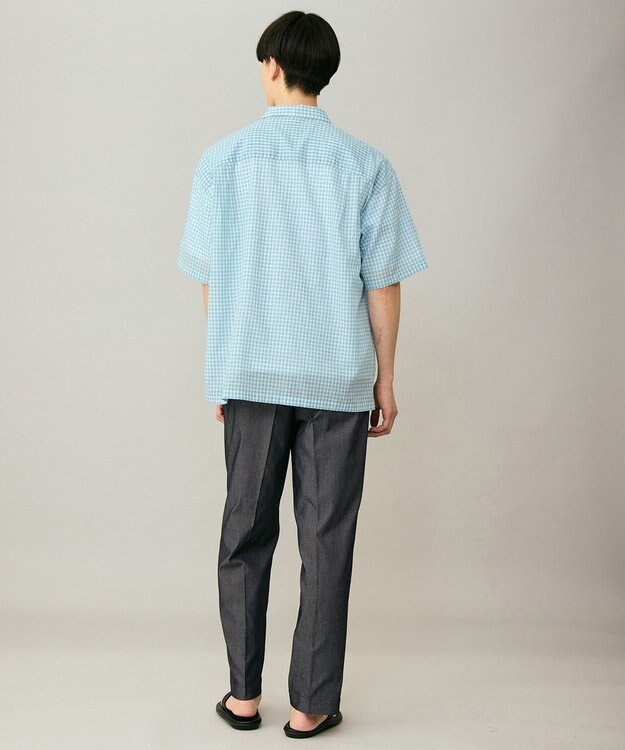 UNFILO MENS イージーケア エアリーシアーシャツ 半袖 サックスチェック