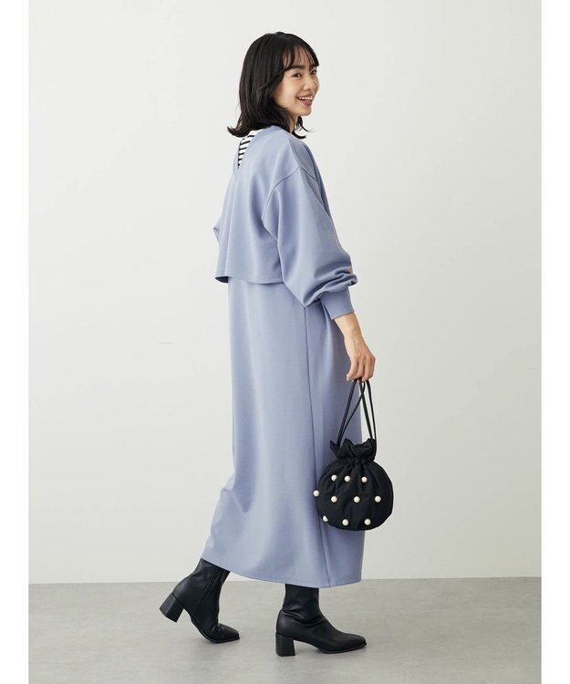 Green Parks ＳＥＴ２点　カーディガン＋ワンピース Sax