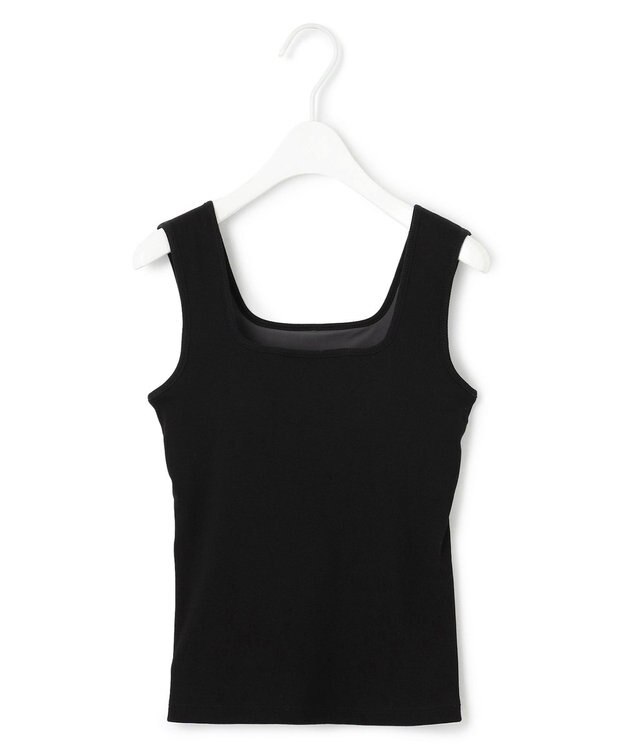 ICB 【洗える】【OUR WACOAL コラボ】カップイン スクエアネック タンクトップ ブラック系