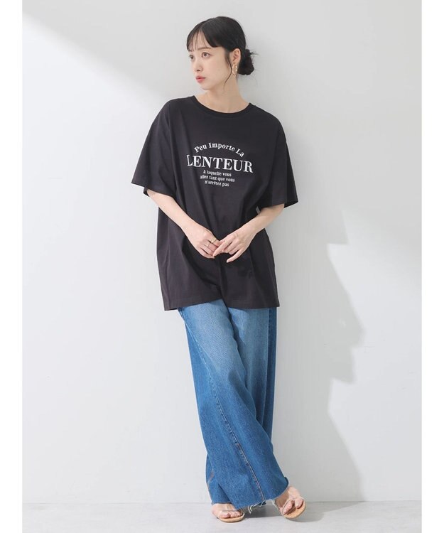 earth music&ecology アソートロゴプリントＴ Black