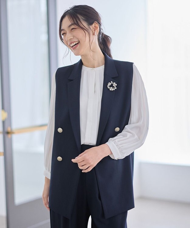 ANY イージーケアライトストレッチジレ ネイビー