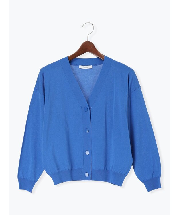 Te chichi 14G綿ポリVネックカーディガン ブルー