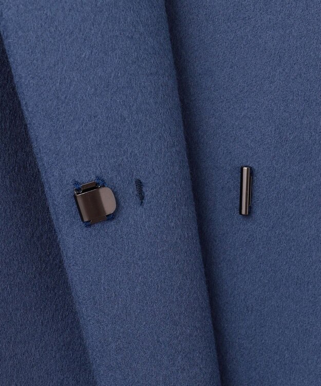 23区 L ウールカシミヤビーバー ノーカラー コート ダルブルー系